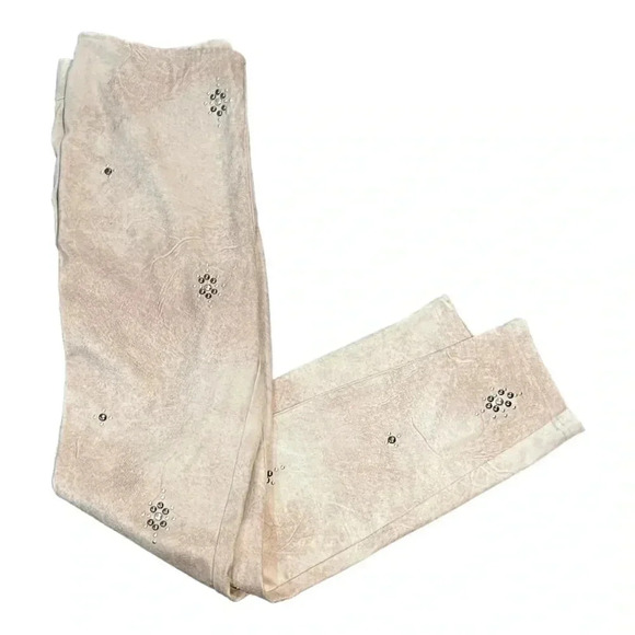 Free People faux suede mauve/brown leggings embellished EUC guessing Size L - Picture 6 of 11